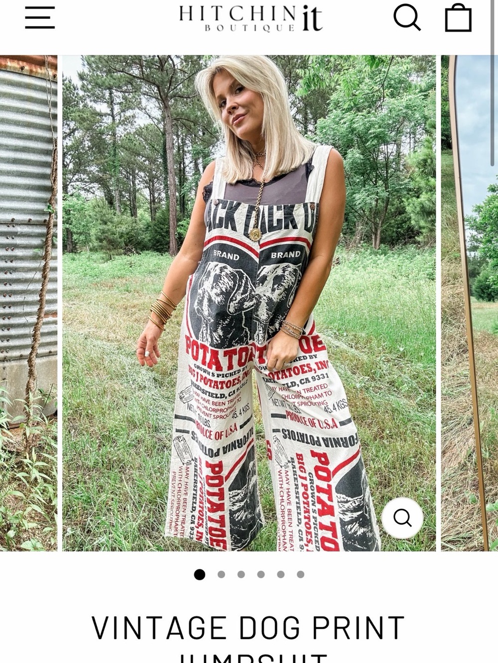 Vintage Dog Print Cream & Black Graphic Jumpsuit